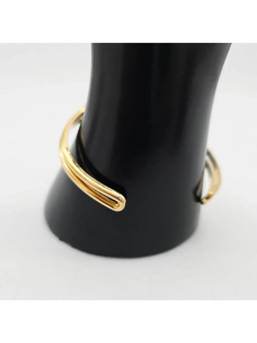 Gold-Tone Open Cuff Bracelet With Mint Green Enamel Wave Design - Picture 3 of 6